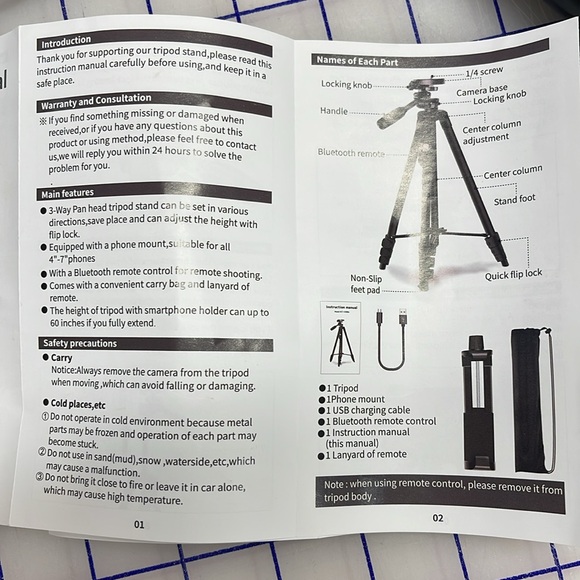 Camera Phone Tripod Stand, Max Length with Mount 60” VCT-5308RM yunteng new - Picture 2 of 6